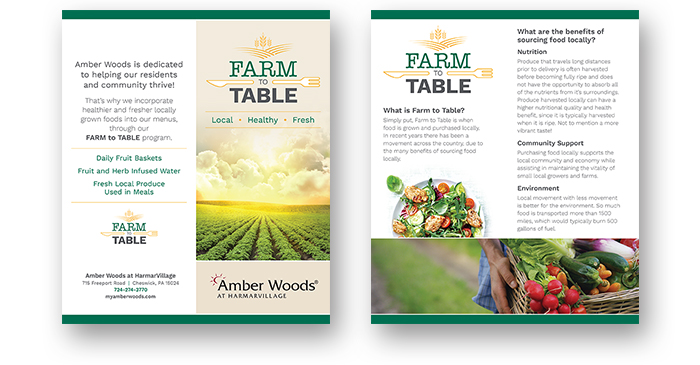 Amber Woods Farm to Table Brochure