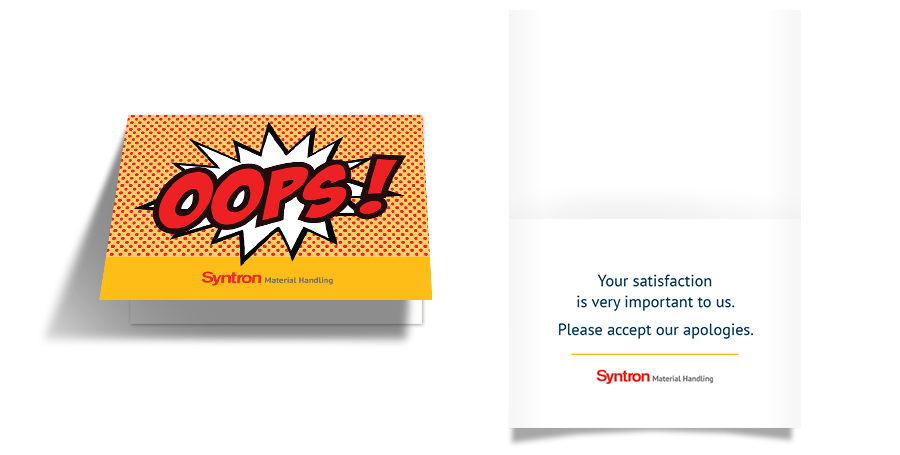 Syntron Material Handling Apology Card
